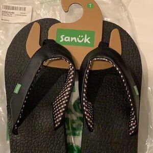 Sanuk Women’s Yoga Mat Thong Sandal Size 7 Black NWT!
